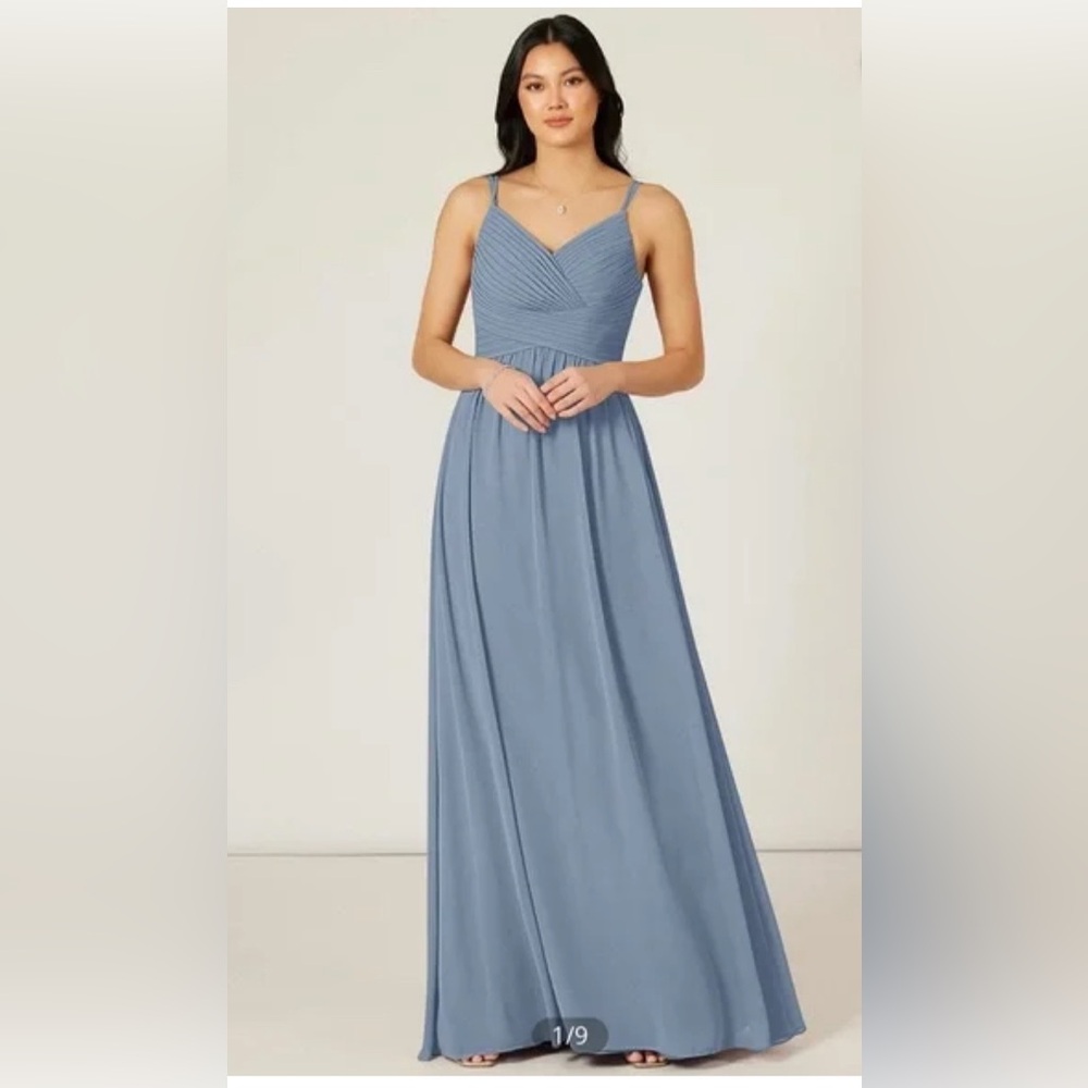 Brand New, Never Worn, Formal Dress Size 14 Azazie, Dusty Blue Bridesmaid Dress